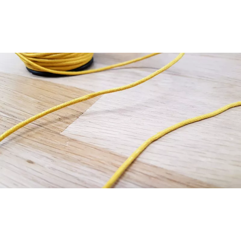 Cordon coton ciré, aspect cuir, 2mm, jaune