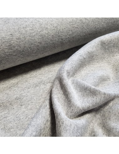 Tissu, Jersey de Coton Uni, Gris Chiné, Laize 150 cm, Coton Stretch Oeko-Tex