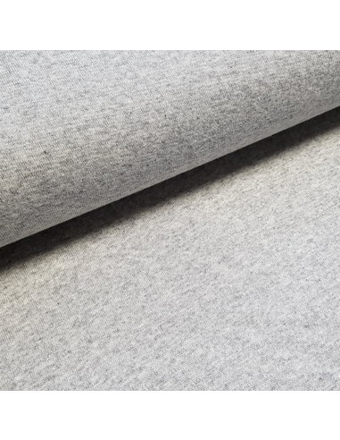 Tissu, Jersey de Coton Uni, Gris Chiné, Laize 150 cm, Coton Stretch Oeko-Tex