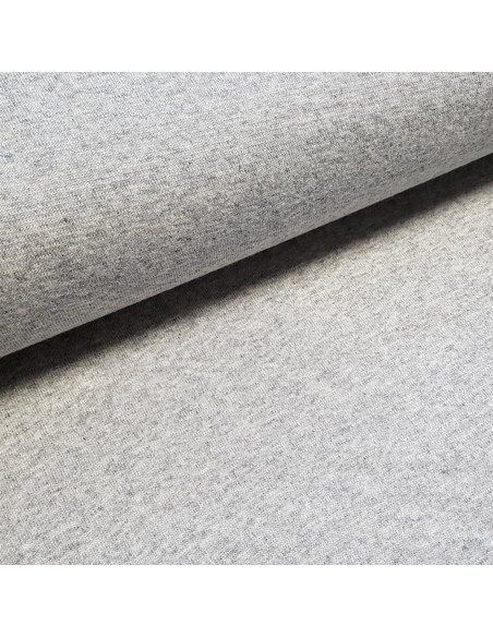 Tissu, Jersey de Coton Uni, Gris Chiné, Laize 150 cm, Coton Stretch Oeko-Tex