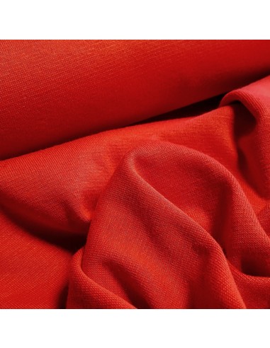 Tissu, Jersey de Coton Uni, Rouge Éclatant, Laize 160 cm, Coton Stretch Oeko-Tex