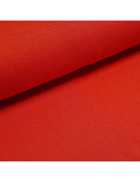 Tissu, Jersey de Coton Uni, Rouge Éclatant, Laize 160 cm, Coton Stretch Oeko-Tex