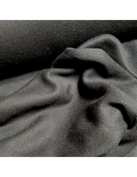 Tissu, Jersey de Coton Uni, Noir Intense, Laize 150 cm, Coton Stretch Oeko-Tex