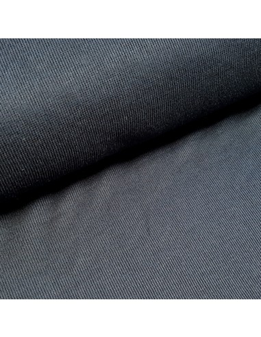 Tissu, Jersey de Coton Uni, Bleu Nuit, Laize 170 cm, Coton Stretch Oeko-Tex