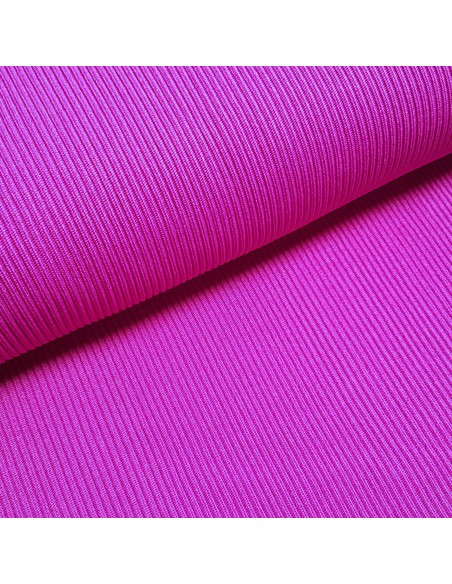 Tissu, Jersey Côtelé Tubulaire, Fuchsia Intense, Laize 50 cm Tubulaire, Coton Stretch Oeko-Tex