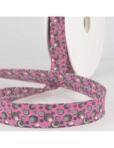 Biais tout textile coton bubbles, jaune moutarde