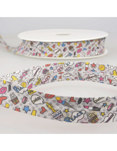Biais tout textile coton girly