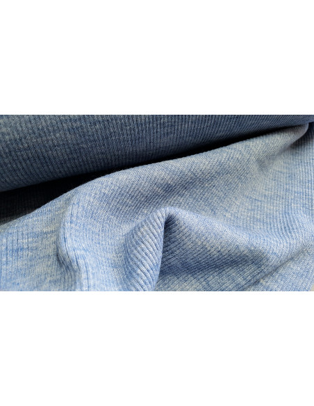 Jersey côtelé tubulaire bleu ciel chiné