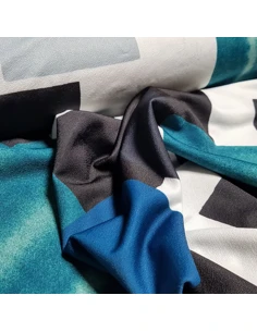 Tissu, Jersey Imprimé Symboles, Bleu et Blanc, Laize 150 cm, Polyester Stretch 2