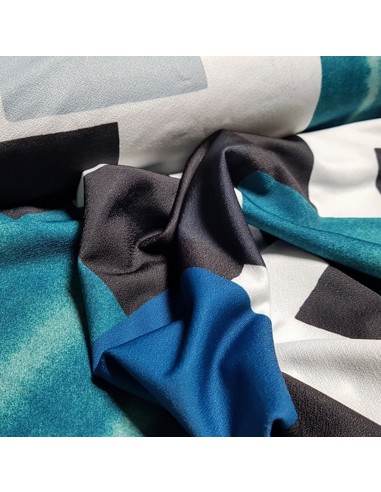 Tissu, Jersey Imprimé Symboles, Bleu et Blanc, Laize 150 cm, Polyester Stretch