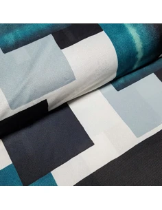 Tissu, Jersey Imprimé Symboles, Bleu et Blanc, Laize 150 cm, Polyester Stretch