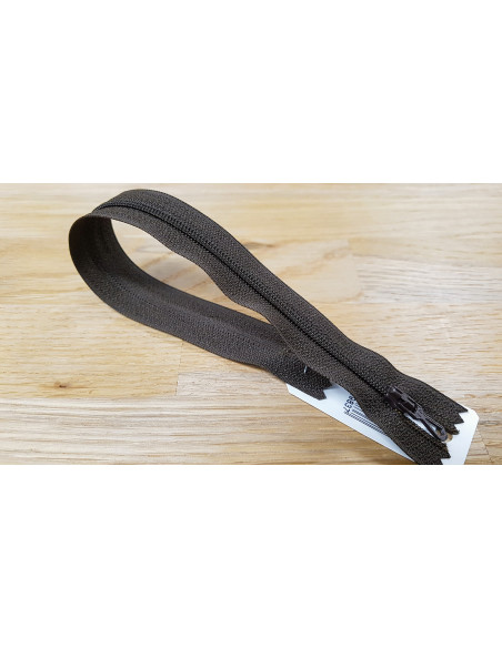 Fermeture Eclair Z51, Nylon, marron brou de noix, 30cm