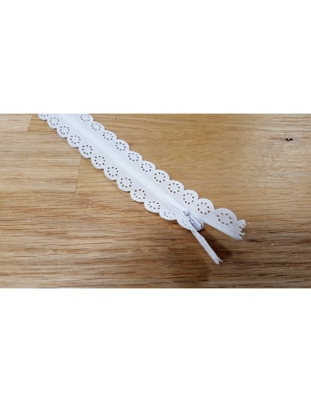 Fermeture Eclair Z82, Nylon invisible dentelle, blanc, 60cm