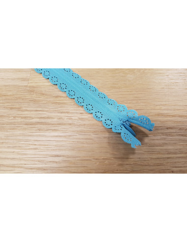 Fermeture Eclair Z82, Nylon invisible dentelle, turquoise, 60cm