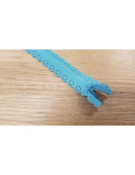 Fermeture Eclair Z82, Nylon invisible dentelle, turquoise, 60cm