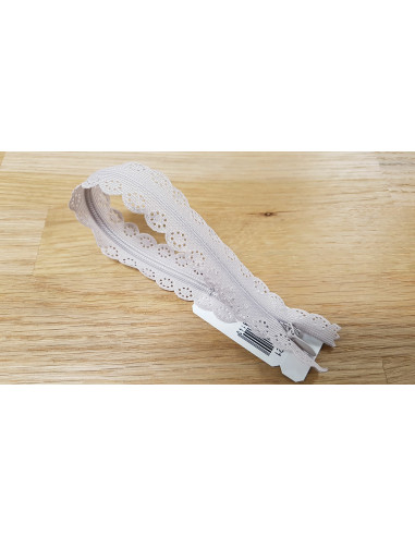 Fermeture Eclair Z82, Nylon invisible dentelle, gris souris, 60cm