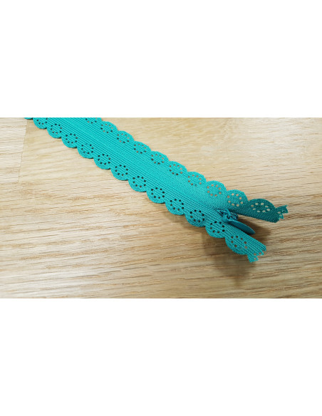Fermeture Eclair Z82, Nylon invisible dentelle, vert océan, 22cm