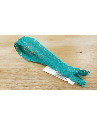 Fermeture Eclair Z82, Nylon invisible dentelle, vert océan, 60cm