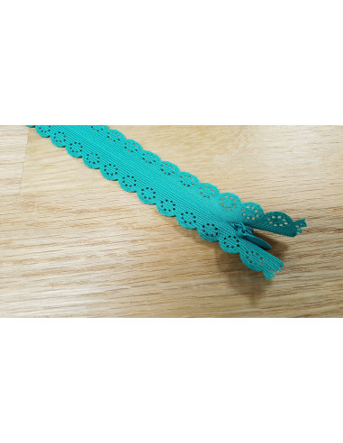 Fermeture Eclair Z82, Nylon invisible dentelle, vert océan, 60cm