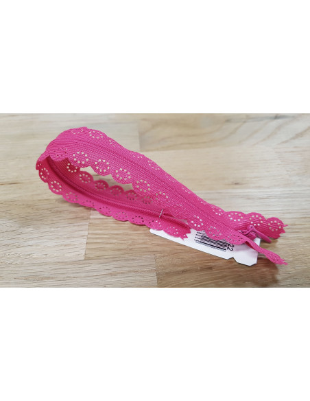Fermeture Eclair Z82, Nylon invisible dentelle, rose vif, 60cm