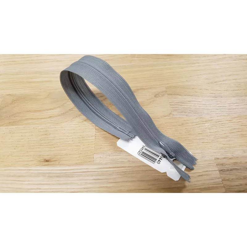 Fermeture Eclair Z41, Nylon invisible, gris foncé, 22cm