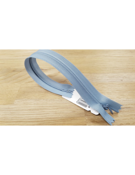 Fermeture Eclair Z41, Nylon invisible, bleu ciel, 40cm