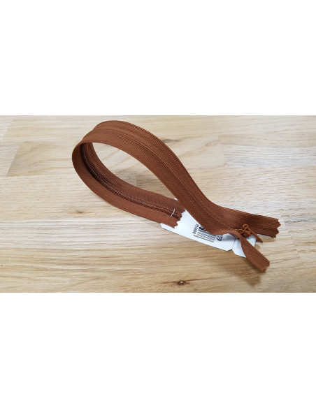 Fermeture Eclair Z41, Nylon invisible, marron moyen, 40cm