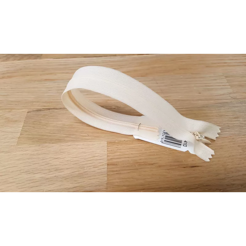 Fermeture Eclair Z41, Nylon invisible, blanc cassé, 40cm