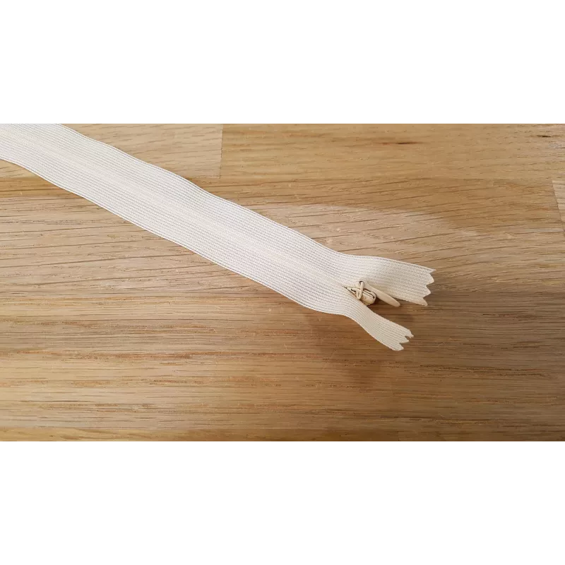 Fermeture Eclair Z41, Nylon invisible, blanc cassé, 40cm