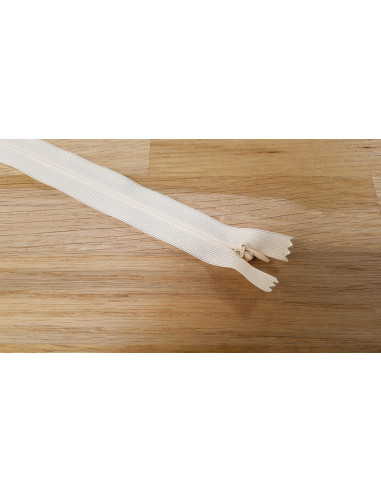 Fermeture Eclair Z41, Nylon invisible, blanc cassé, 40cm