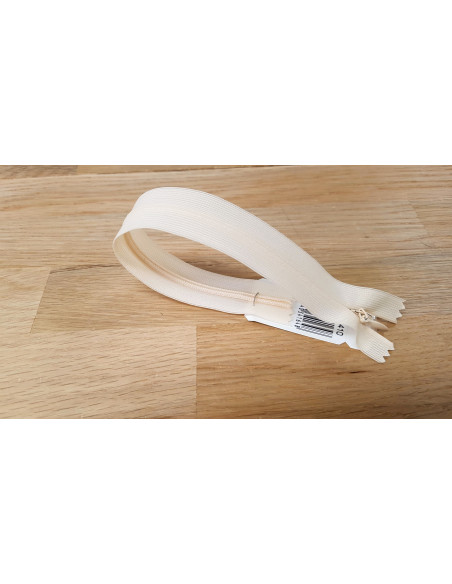 Fermeture Eclair Z41, Nylon invisible, blanc cassé, 60cm