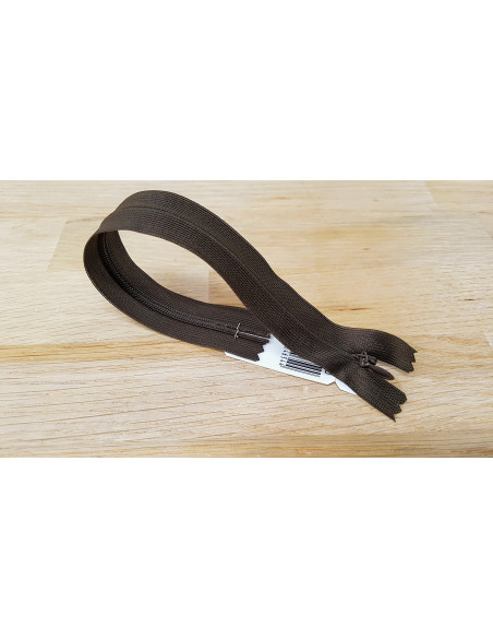 Fermeture Eclair Z41, Nylon invisible, brou de noix, 22cm