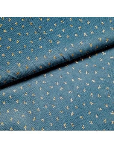 Tissu, Velours Milleraies Glitter, Bleu Pétrole, Laize 150 cm, 100% Coton