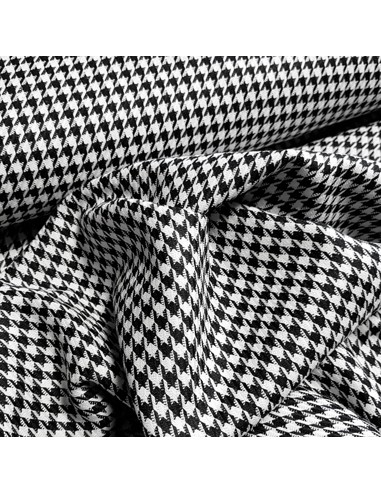 Tissu, Jacquard Pied de Poule, Noir et Blanc, Laize 150 cm, Polyester Viscose Spandex