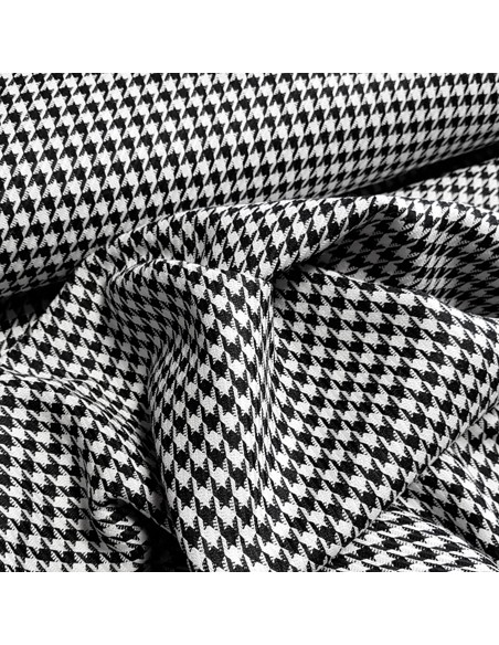 Tissu, Jacquard Pied de Poule, Noir et Blanc, Laize 150 cm, Polyester Viscose Spandex