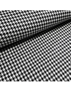 Tissu, Jacquard Pied de Poule, Noir et Blanc, Laize 150 cm, Polyester Viscose Spandex