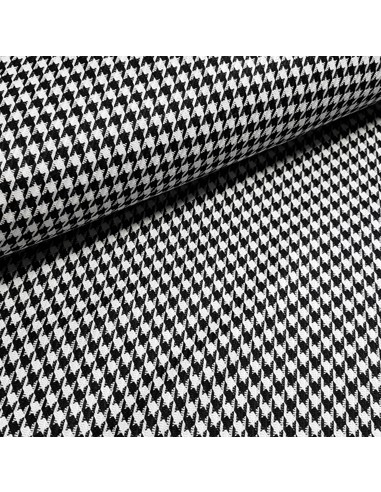 Tissu, Jacquard Pied de Poule, Noir et Blanc, Laize 150 cm, Polyester Viscose Spandex