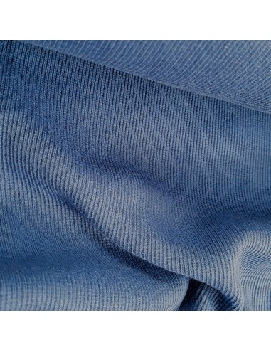 Tissu, Bord-côte tubulaire, Bleu jeans, Laize 27 cm, Coton/Élasthanne