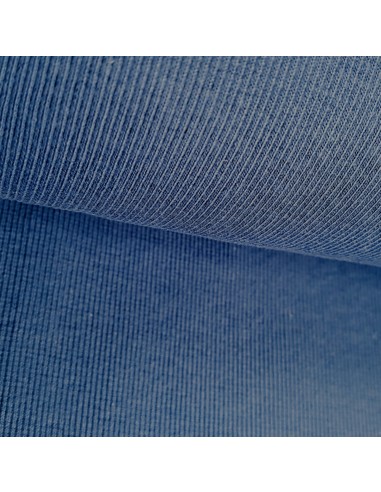 Tissu, Bord-côte tubulaire, Bleu jeans, Laize 27 cm, Coton/Élasthanne