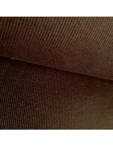 Tissu, Bord-côte tubulaire, Marron, Laize 27 cm, Coton/Élasthanne
