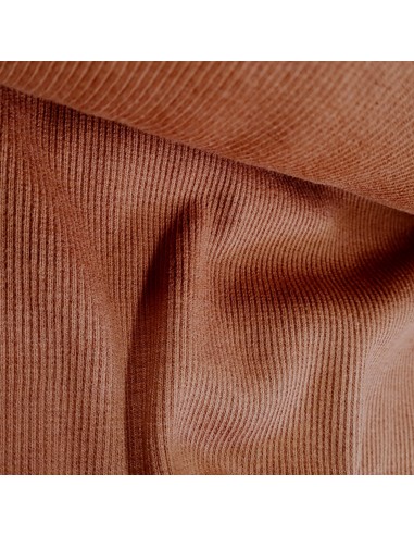 Tissu, Bord-côte tubulaire, Terracotta, Laize 27 cm, Coton/Élasthanne