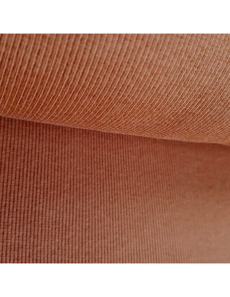 Tissu, Bord-côte tubulaire, Terracotta, Laize 27 cm, Coton/Élasthanne