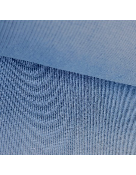 Tissu, Bord-côte tubulaire, Bleu ciel, Laize 27 cm, Coton/Élasthanne