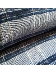 Tissu, Polaire Doudou Carreaux, Bleu et Rose, Laize 145 cm, 100% Polyester