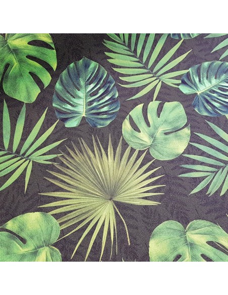 Tissu, Dralon Motif Feuille d'Amazonie, Vert Forêt, Laize 140 cm, 100% Polyacrylique 235g/m²