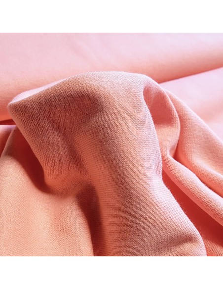 Tissu, Jersey de Coton Uni, Rose Pâle, Laize 150 cm, Coton Stretch Oeko-Tex