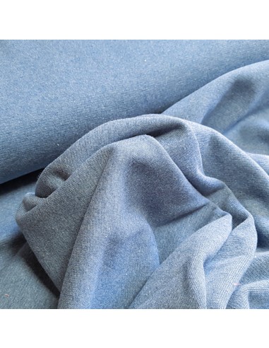 Tissu, Jersey de Coton Uni, Bleu Chiné, Laize 160 cm, Coton Stretch Oeko-Tex