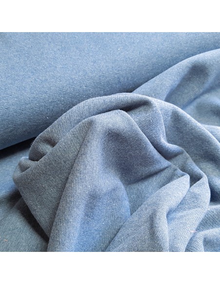 Tissu, Jersey de Coton Uni, Bleu Chiné, Laize 160 cm, Coton Stretch Oeko-Tex