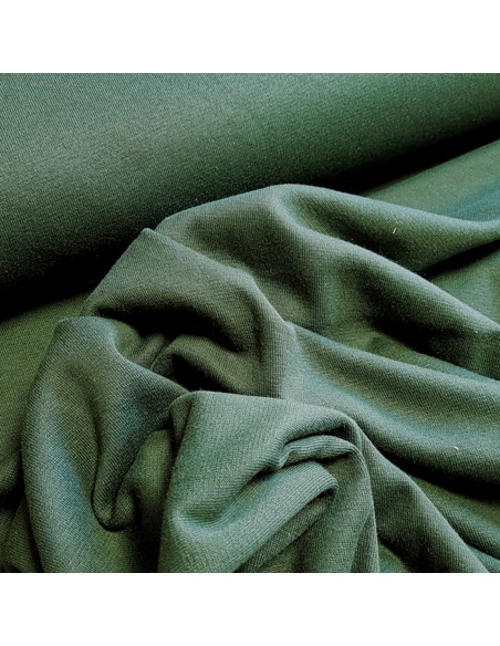 Tissu, Jersey de Coton Uni, Vert Sapin, Laize 160 cm (déplié), Coton Stretch Oeko-Tex