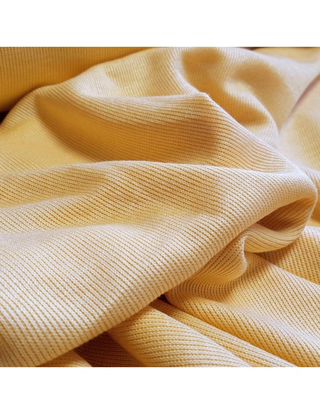 Tissu, Jersey de Coton Uni, Jaune Pâle, Laize 160 cm, Coton Stretch Oeko-Tex